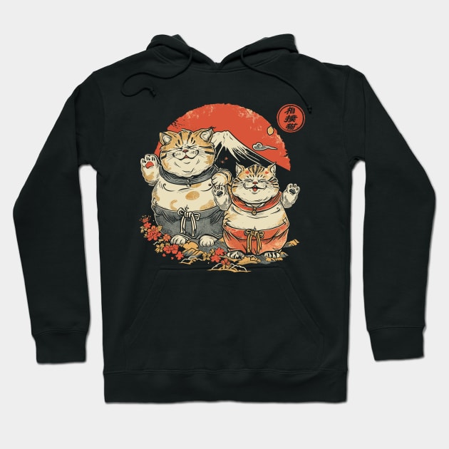 Japanese Sumo Cats Men Women Kids Hoodie by Apocatnipse Meow